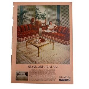 Simmons Sofa 1965 Vintage Magazine‎ Print Ad Full Page Hide-A-Bed Furniture